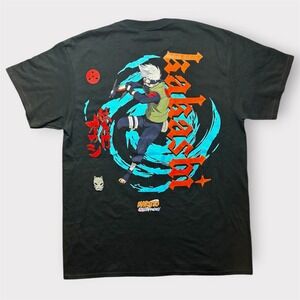 Naruto Shippuden Kakashi Hatake Black Graphic T-Shirt Mens Large CultureFly‎